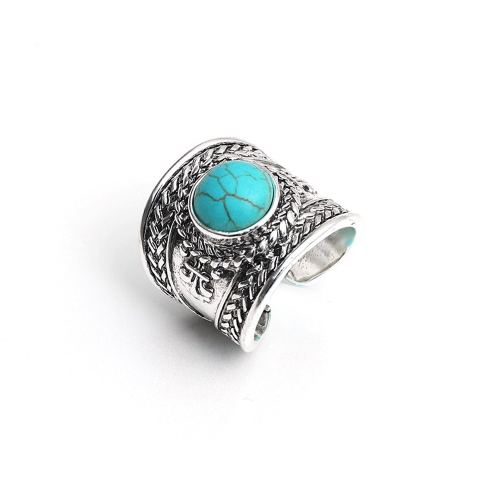 Beautiful Turquoise & Silver Adjustable Ring! - Picture 5 of 6